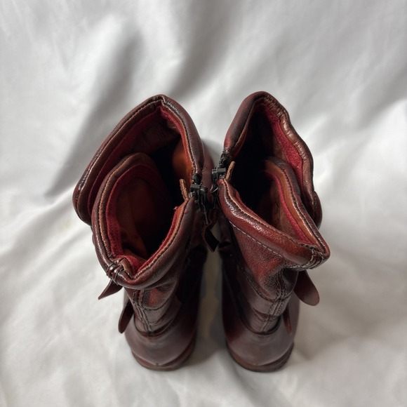 A.S.98 Airstep Women 7.5-8 / 38 Burgundy Red Leather Biker Ankle Boho Boots - Picture 5 of 16